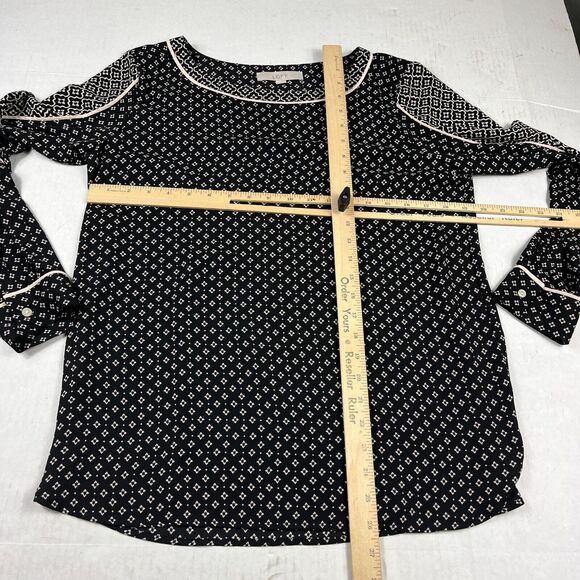 LOFT Blouse Printed Long Sleeve Work Office Dressy Top Lightweight Shirt MEDIUM - Picture 6 of 11